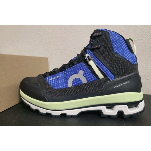 On Cloudalpine Waterproof Hiking Boots Mens 8.5 Cobalt Limelight Trail NWT
